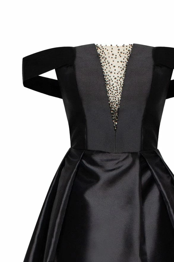 Milla COLLECTIONS Black Classic Atlas Dress With Plunging Neckline And High Slit 10 Milla COLLECTIONS Black Classic Atlas Dress With Plunging Neckline And High Slit