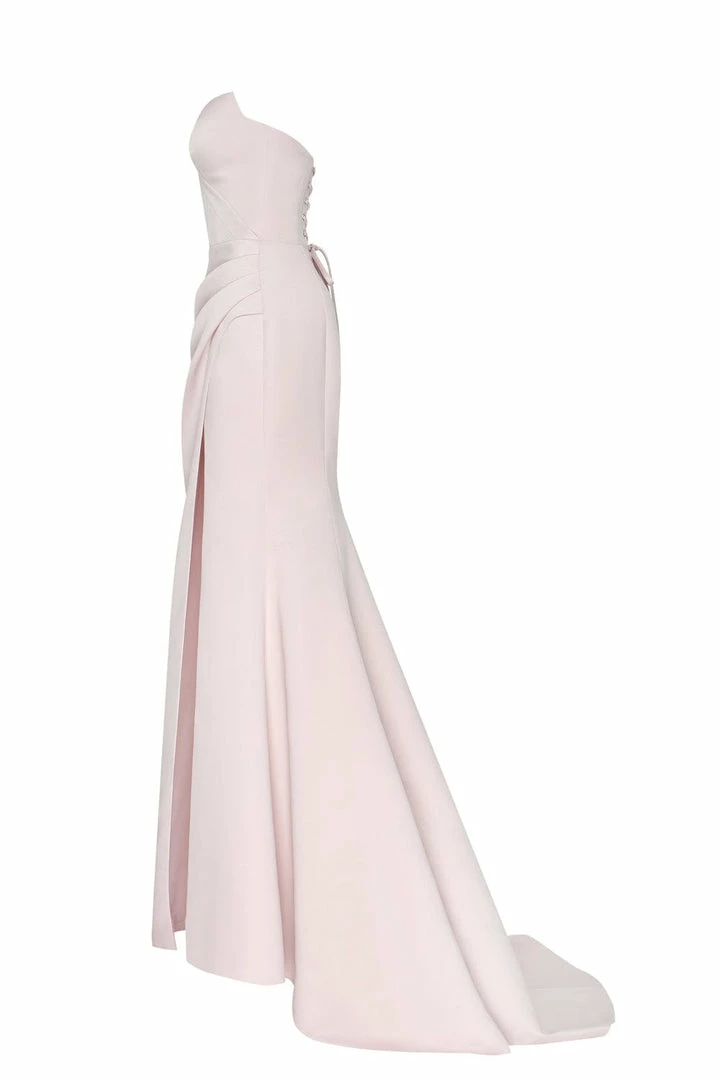 Milla Strapless Evening Gown With Thigh Slit 53 Milla Strapless Evening Gown With Thigh Slit