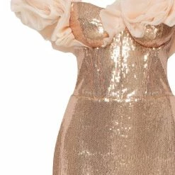 Milla Shiny Sequin Party Dress With The Long Golden Tulle Skirt