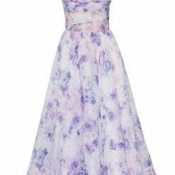 Milla COLLECTIONS Blue Peony Tender Spaghetti Strap Midi Dress