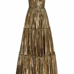Milla Shiny Maxi Evening Dress With An Off-the-shoulder Neckline