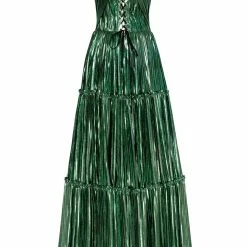 Milla Shiny Maxi Evening Dress With An Off-the-shoulder Neckline