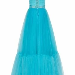 Milla Aquamarine Ball Gown With One-shoulder Wrap Top COLLECTIONS