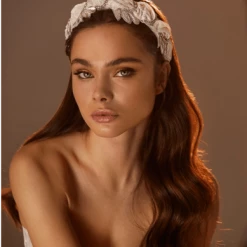 MillaNova Glitter Headband With Floral-shaped Crystals