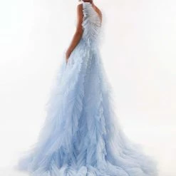 Milla COLLECTIONS Light Blue All Ruffled Up Evening Fluffy Dress