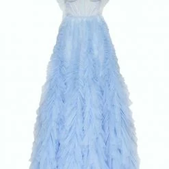 Milla COLLECTIONS Light Blue All Ruffled Up Evening Fluffy Dress