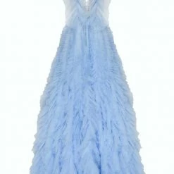 Milla COLLECTIONS Light Blue All Ruffled Up Evening Fluffy Dress