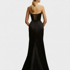 Milla Strapless Evening Gown With Thigh Slit 92 Milla Strapless Evening Gown With Thigh Slit