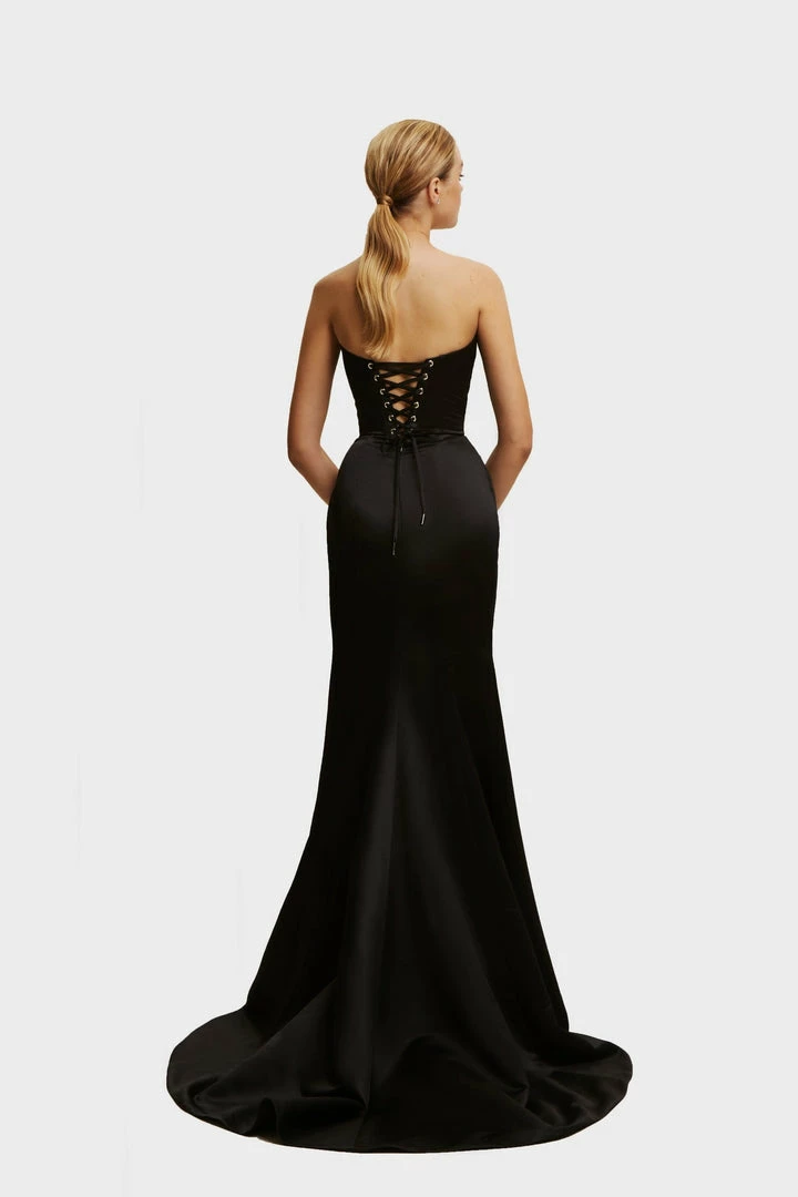 Milla Strapless Evening Gown With Thigh Slit 38 Milla Strapless Evening Gown With Thigh Slit