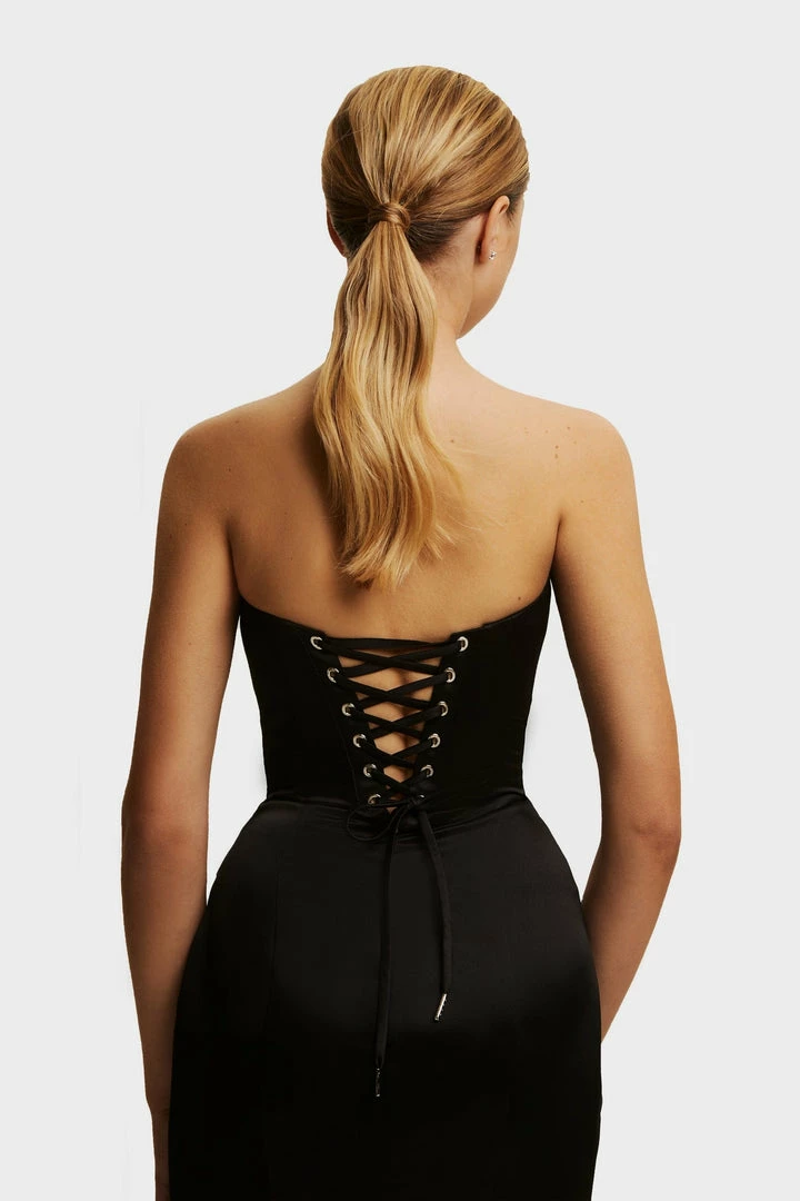 Milla Strapless Evening Gown With Thigh Slit 40 Milla Strapless Evening Gown With Thigh Slit