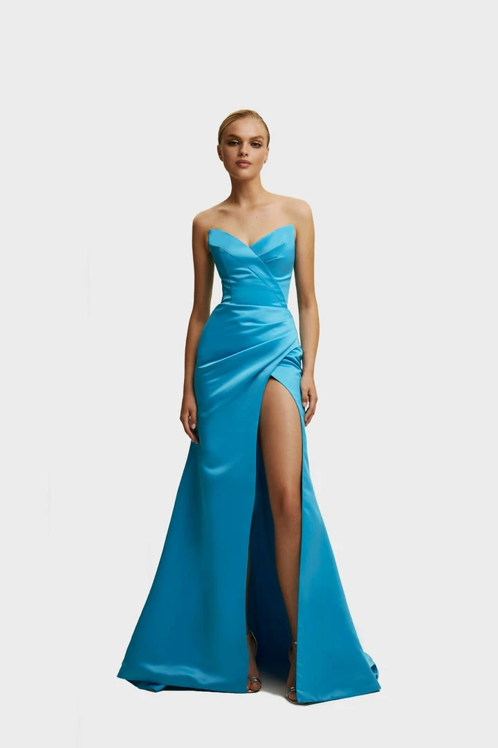 Milla Strapless Evening Gown With Thigh Slit 42 Milla Strapless Evening Gown With Thigh Slit