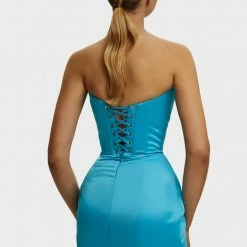 Milla Strapless Evening Gown With Thigh Slit 100 Milla Strapless Evening Gown With Thigh Slit