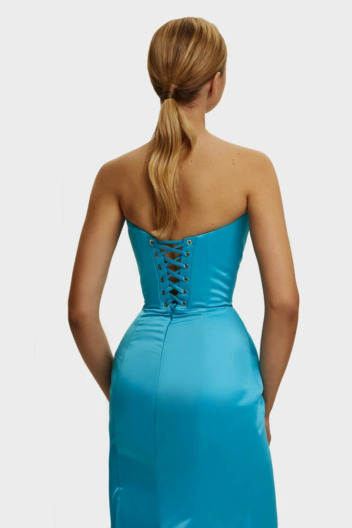 Milla Strapless Evening Gown With Thigh Slit 46 Milla Strapless Evening Gown With Thigh Slit