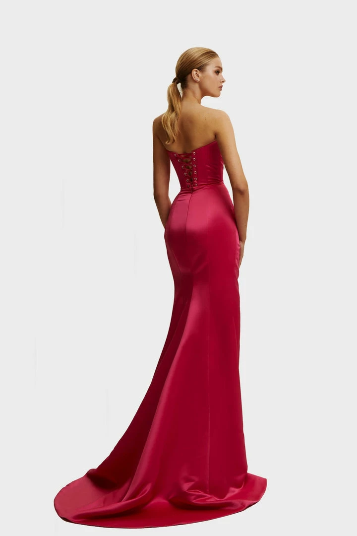 Milla Strapless Evening Gown With Thigh Slit 10 Milla Strapless Evening Gown With Thigh Slit
