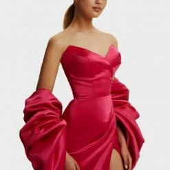 Milla Strapless Evening Gown With Thigh Slit 75 Milla Strapless Evening Gown With Thigh Slit