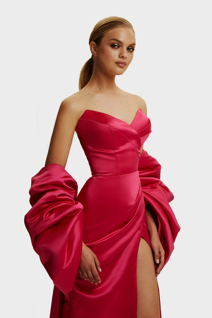 Milla Strapless Evening Gown With Thigh Slit 21 Milla Strapless Evening Gown With Thigh Slit