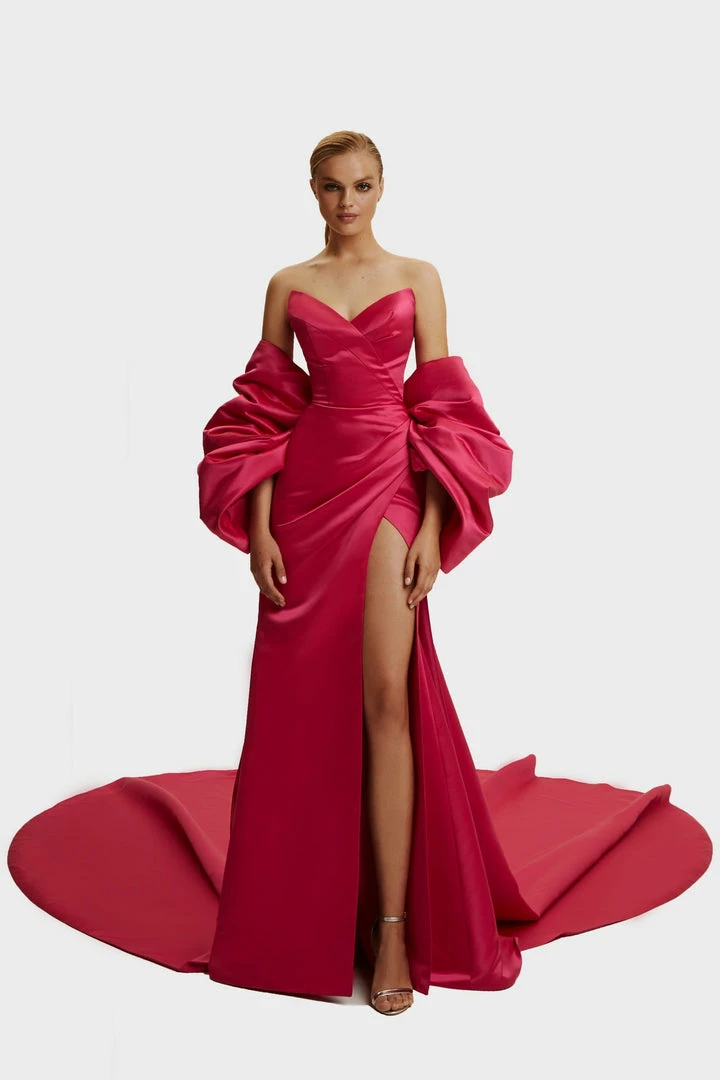 Milla Strapless Evening Gown With Thigh Slit 13 Milla Strapless Evening Gown With Thigh Slit