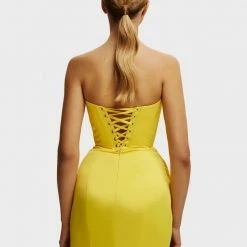 Milla Strapless Evening Gown With Thigh Slit 83 Milla Strapless Evening Gown With Thigh Slit