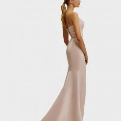 Milla Strapless Evening Gown With Thigh Slit 105 Milla Strapless Evening Gown With Thigh Slit