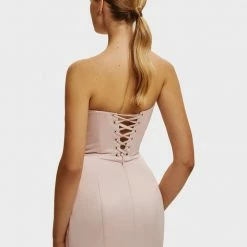 Milla Strapless Evening Gown With Thigh Slit 108 Milla Strapless Evening Gown With Thigh Slit