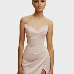 Milla Strapless Evening Gown With Thigh Slit 110 Milla Strapless Evening Gown With Thigh Slit