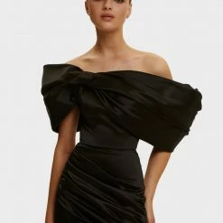 Milla COLLECTIONS Black Ruched Bow-neckline Party Mini Dress 24 Milla COLLECTIONS Black Ruched Bow-neckline Party Mini Dress