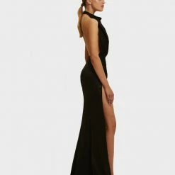 Milla COLLECTIONS Black Mock Neck Sleeveless High Slit Dress