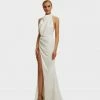 Milla White Mock Neck Sleeveless High Slit Dress