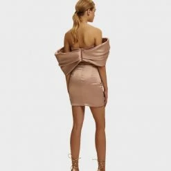 Milla Pink Ruched Bow-neckline Party Mini Dress