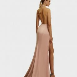 Milla COLLECTIONS Pink Mock Neck Sleeveless High Slit Dress 12 Milla COLLECTIONS Pink Mock Neck Sleeveless High Slit Dress