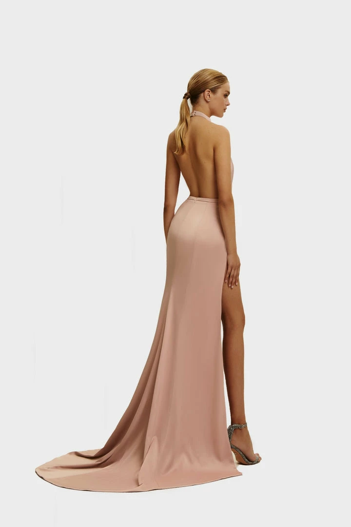 Milla COLLECTIONS Pink Mock Neck Sleeveless High Slit Dress 6 Milla COLLECTIONS Pink Mock Neck Sleeveless High Slit Dress