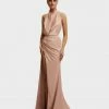 Milla COLLECTIONS Pink Mock Neck Sleeveless High Slit Dress
