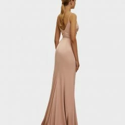 Milla Strapped Gown With Sexy Thigh Side Slit 44 Milla Strapped Gown With Sexy Thigh Side Slit