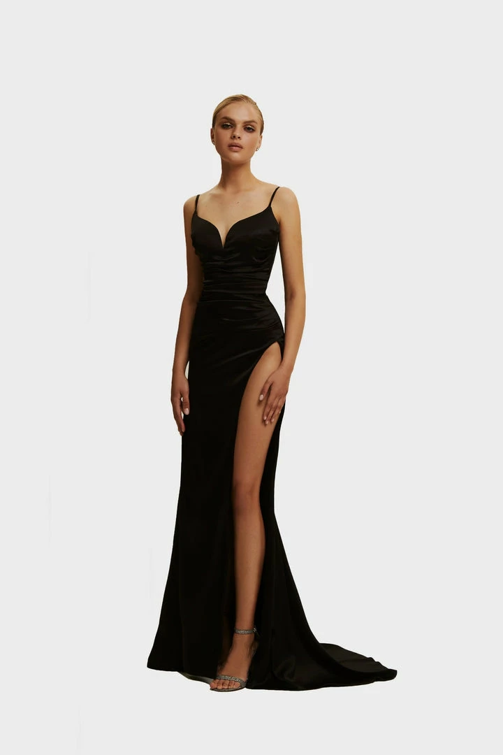 Milla Strapped Gown With Sexy Thigh Side Slit 27 Milla Strapped Gown With Sexy Thigh Side Slit