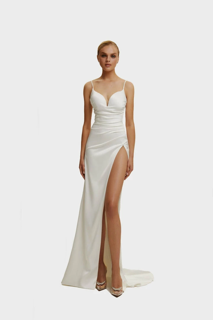 Milla Strapped Gown With Sexy Thigh Side Slit 20 Milla Strapped Gown With Sexy Thigh Side Slit