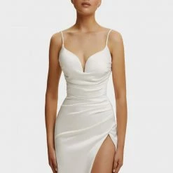 Milla Strapped Gown With Sexy Thigh Side Slit 52 Milla Strapped Gown With Sexy Thigh Side Slit