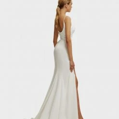 Milla Strapped Gown With Sexy Thigh Side Slit 50 Milla Strapped Gown With Sexy Thigh Side Slit