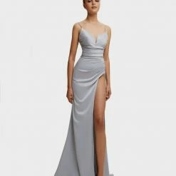 Milla Strapped Gown With Sexy Thigh Side Slit 33 Milla Strapped Gown With Sexy Thigh Side Slit