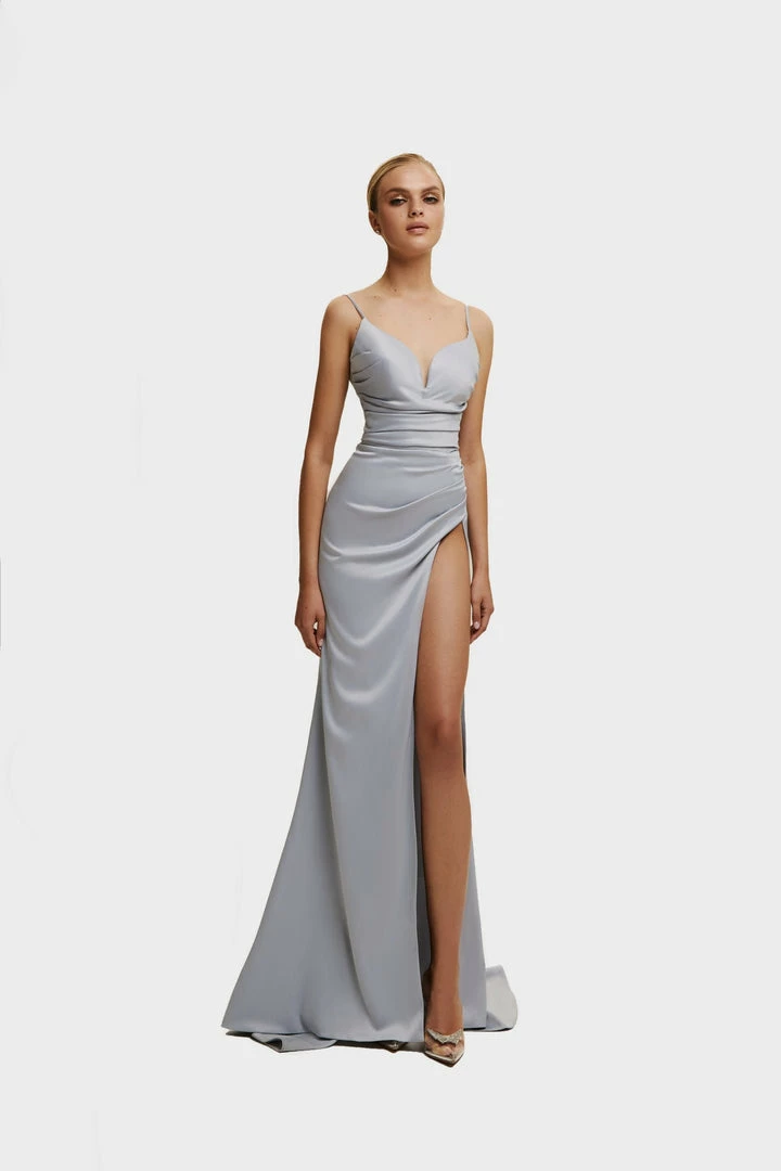 Milla Strapped Gown With Sexy Thigh Side Slit 5 Milla Strapped Gown With Sexy Thigh Side Slit