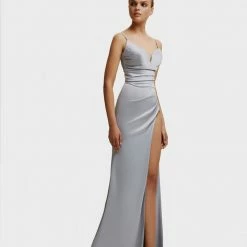 Milla Strapped Gown With Sexy Thigh Side Slit 37 Milla Strapped Gown With Sexy Thigh Side Slit