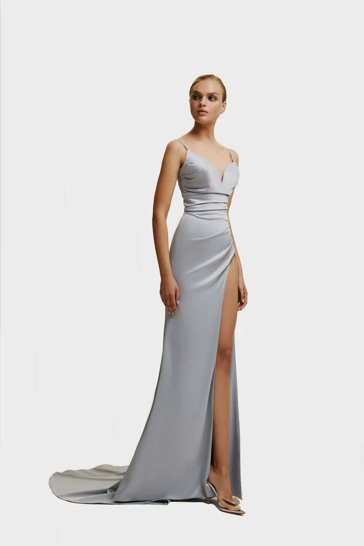 Milla Strapped Gown With Sexy Thigh Side Slit 9 Milla Strapped Gown With Sexy Thigh Side Slit
