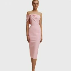 Milla Classy Midi Dress With Open Neckline COLLECTIONS