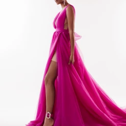 Milla Bow-Back Maxi Evening Tulle Dress COLLECTIONS 15 Milla Bow-Back Maxi Evening Tulle Dress COLLECTIONS