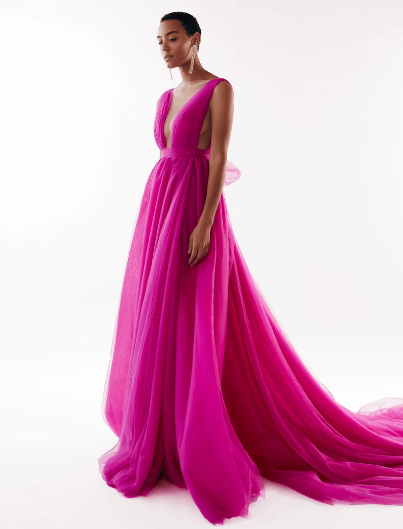 Milla Bow-Back Maxi Evening Tulle Dress COLLECTIONS 3 Milla Bow-Back Maxi Evening Tulle Dress COLLECTIONS