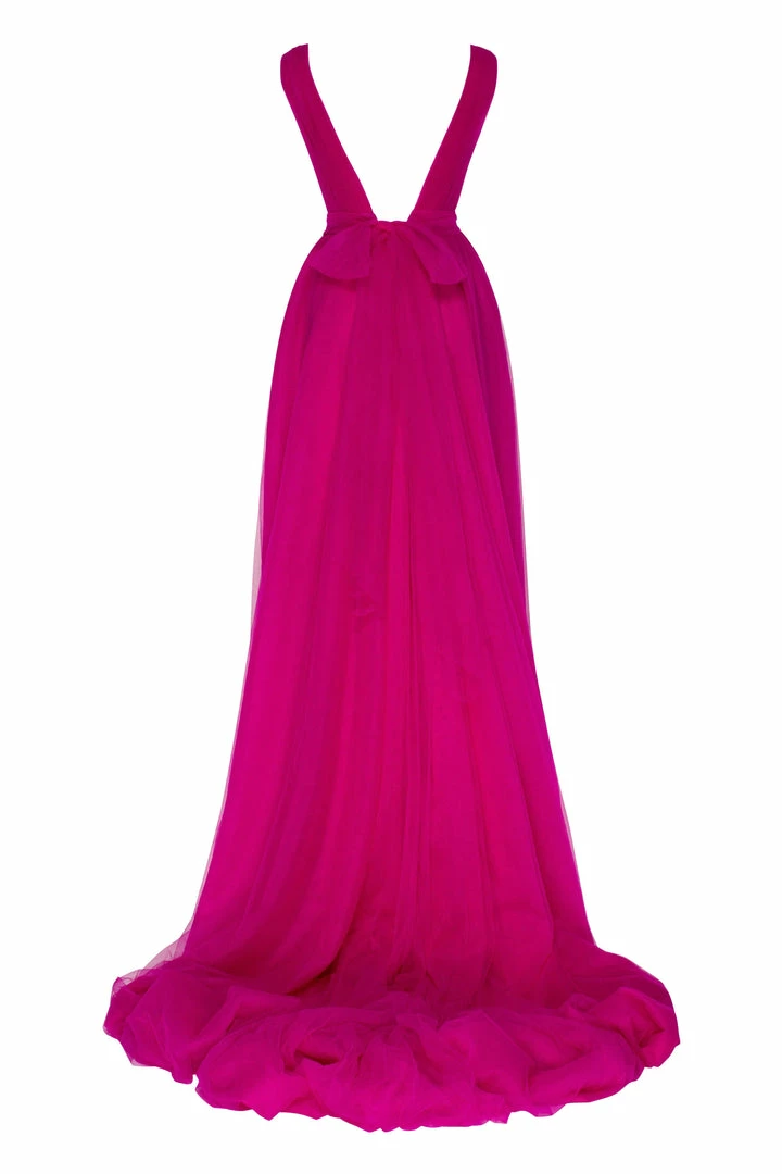 Milla Bow-Back Maxi Evening Tulle Dress COLLECTIONS 6 Milla Bow-Back Maxi Evening Tulle Dress COLLECTIONS
