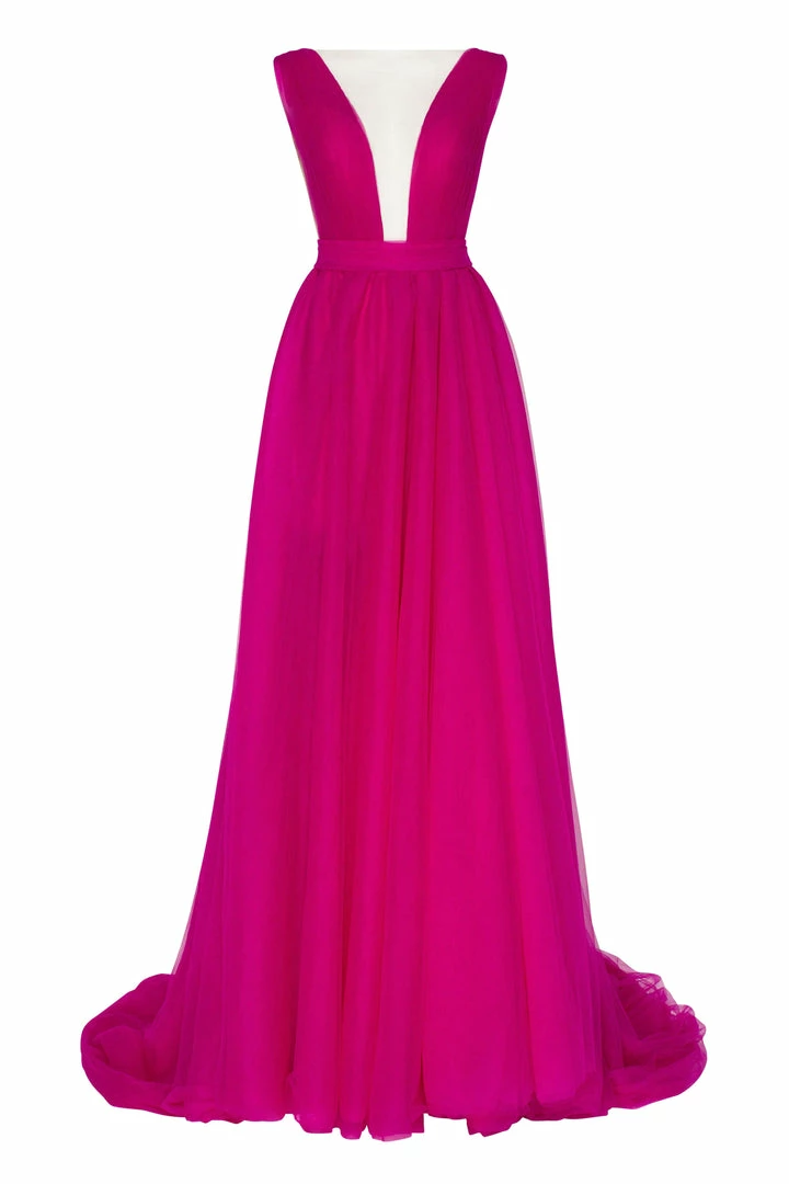 Milla Bow-Back Maxi Evening Tulle Dress COLLECTIONS 4 Milla Bow-Back Maxi Evening Tulle Dress COLLECTIONS