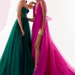 Milla Bow-Back Maxi Evening Tulle Dress COLLECTIONS 18 Milla Bow-Back Maxi Evening Tulle Dress COLLECTIONS