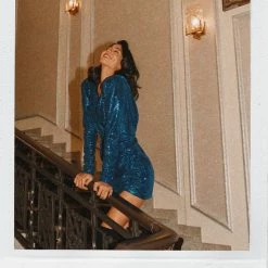 Milla Long-sleeve Sequin Mini Dress